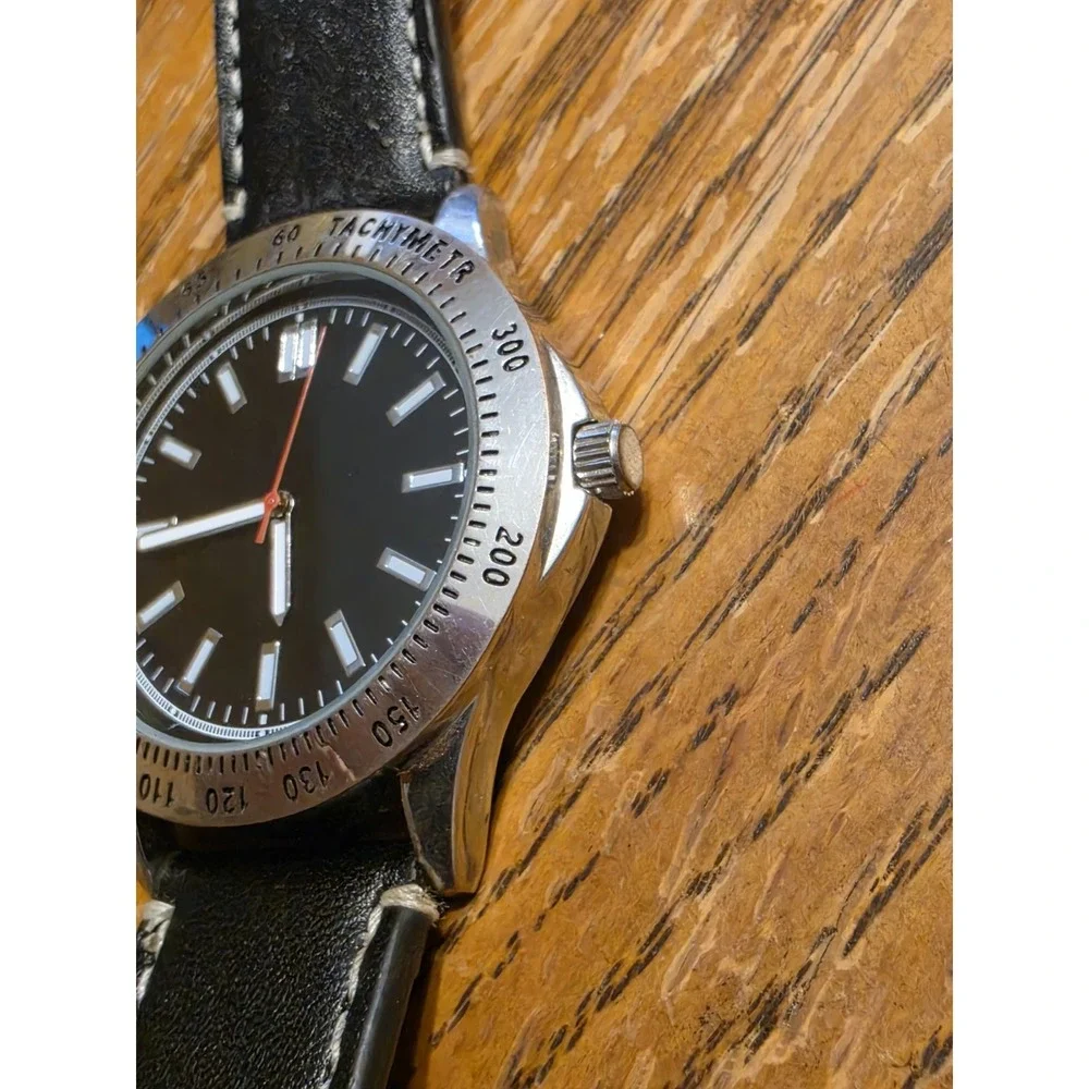 Men's Analog Watch Set with Flash Light in Silver and Black New Battery Accutime